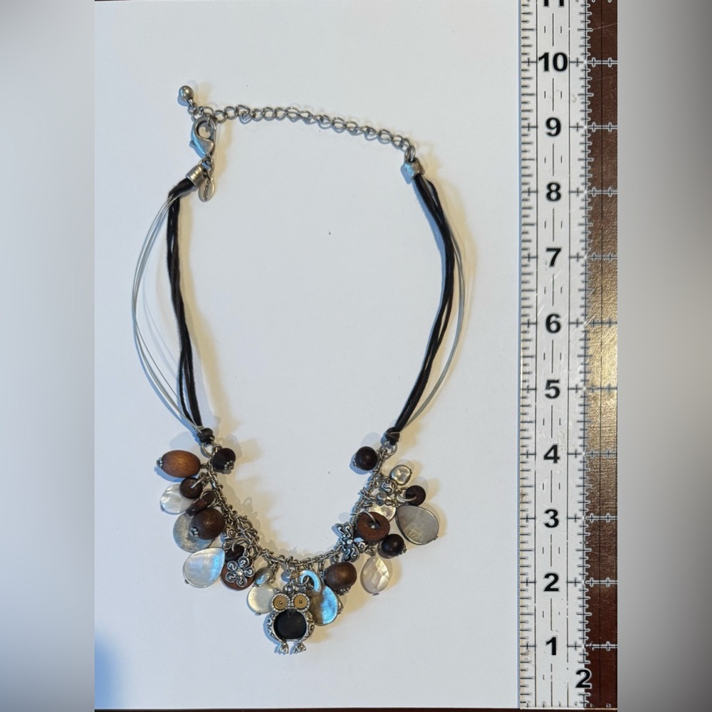 Silver and Brown Charm Necklace